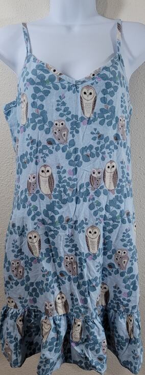 Echo Other - Echo Light Blue Owl Print Spaghetti Strap Sleepwear Medium Lightweight Soft